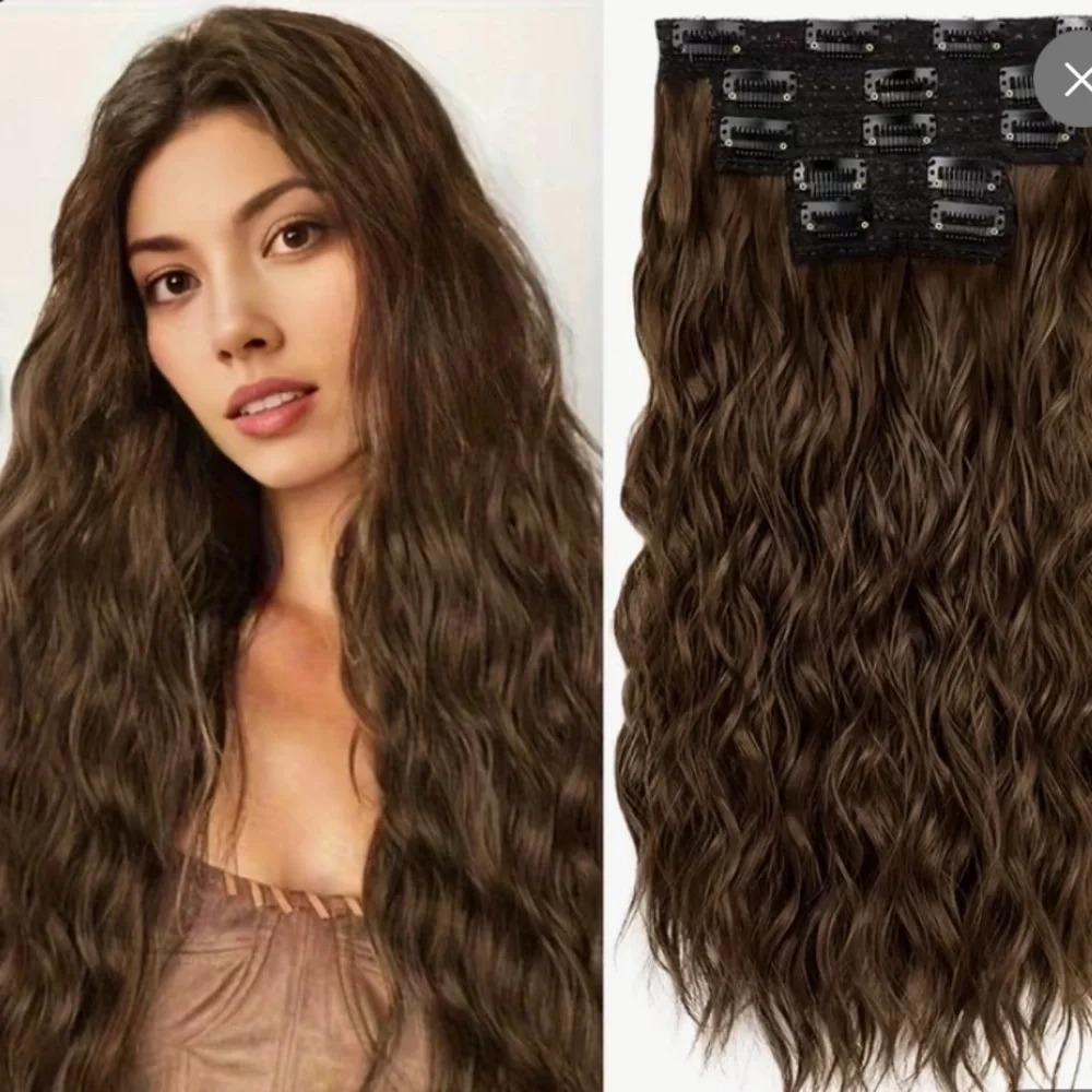 Luxurious Brown Wavy Hair Extensions